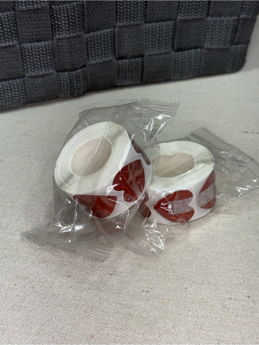 100 Red Glitter Heart Stickers - NWT